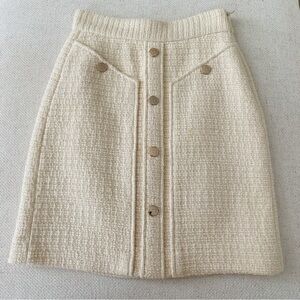 Maje Cream Textured Pencil Skirt